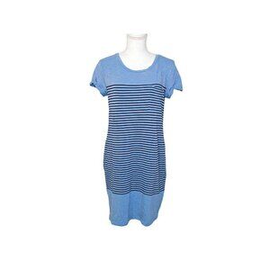 Kenar Womens Blue Striped Round Neck Short Sleeve T Shirt Dress Size Small